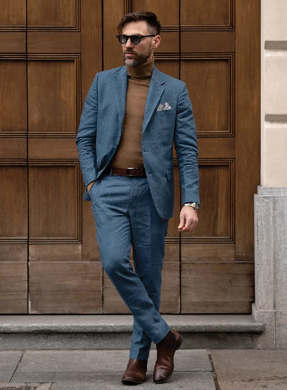 Indigo Blue Linen Suit