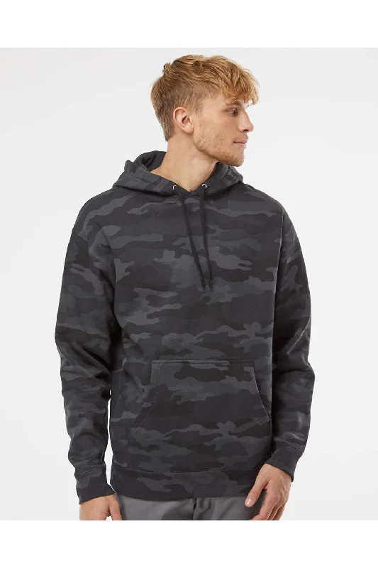 Independent Trading Co. Mens Hooded Sweatshirt Hoodie w/ Pouch Pocket - Black Camo