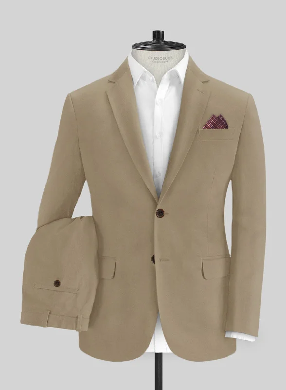 Italian Dark Beige Cotton Stretch Suit