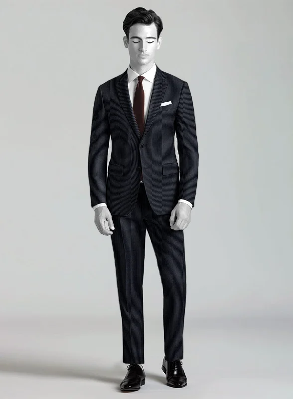 Napolean Slim Stripe Blue Wool Suit