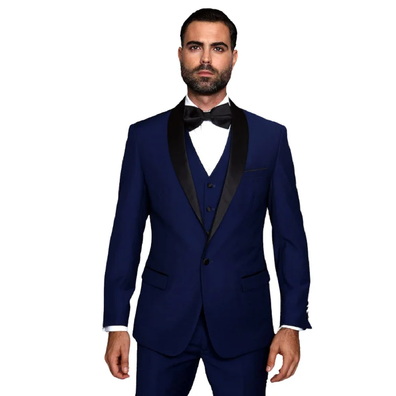 Varuna Collection: Sapphire Tailored Fit Shawl Lapel 3PC Tuxedo