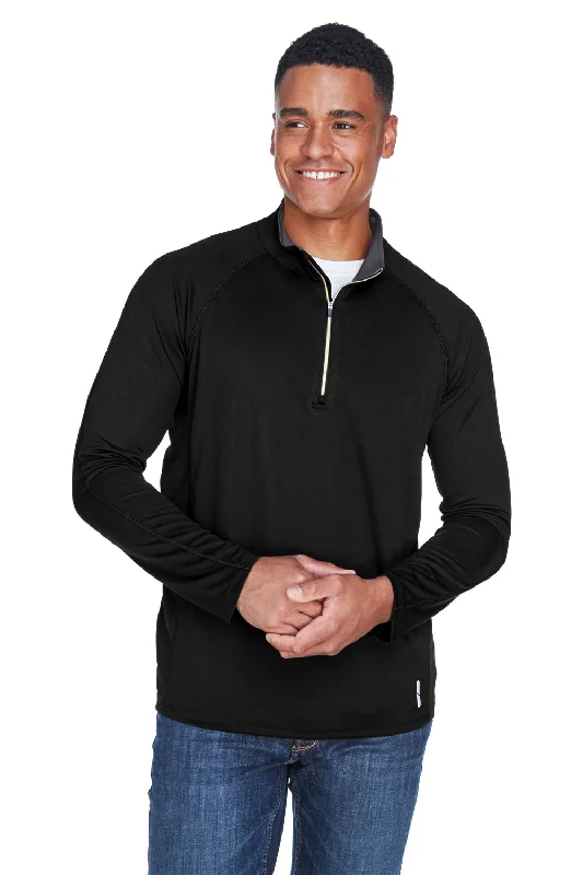 North End Mens Radar Performance Moisture Wicking 1/4 Zip Sweatshirt - Black