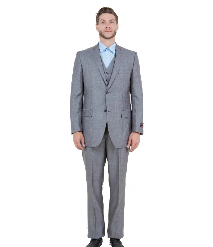 Argonaut Collection: Grey Textured Solid Three-Piece Suit – Modern Fit