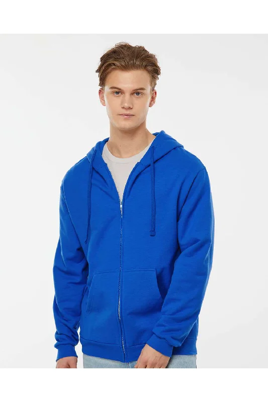 Tultex Mens Full Zip Hooded Sweatshirt Hoodie w/ Pockets - Royal Blue