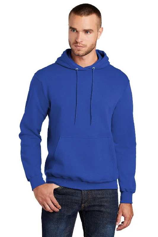 Port & Company Mens Core Pill Resistant Fleece Hooded Sweatshirt Hoodie w/ Pouch Pocket - True Royal Blue