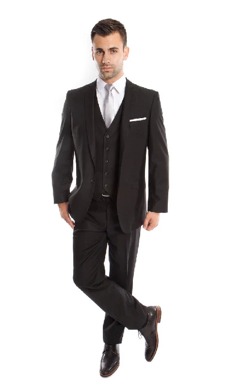 Statesman Collection: Black Three-Piece Suit – Hybrid Fit