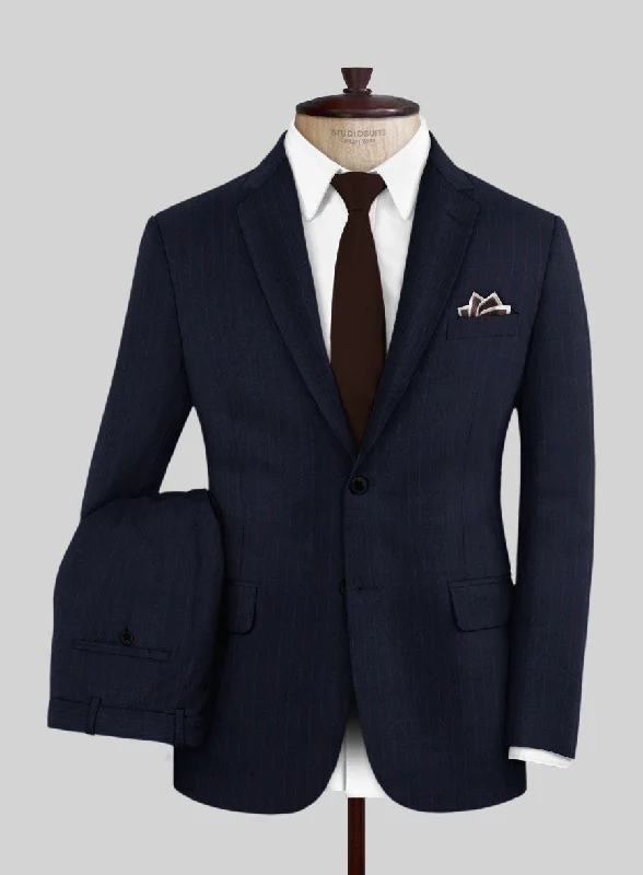 Scabal Rejo Stripe Blue Wool Suit