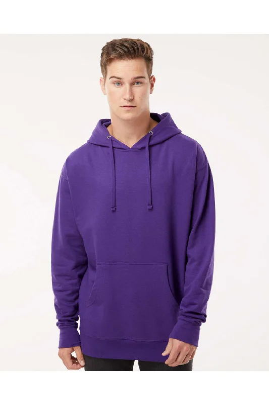 Independent Trading Co. Mens Hooded Sweatshirt Hoodie w/ Pouch Pocket - Purple