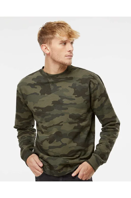 Independent Trading Co. Mens Crewneck Sweatshirt - Forest Green Camo