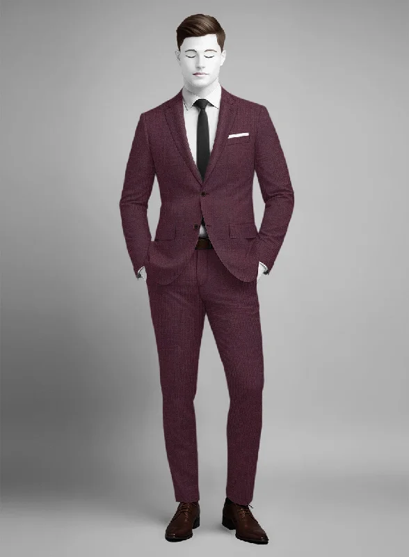 Napolean Basket Weave Wine Wool Suit