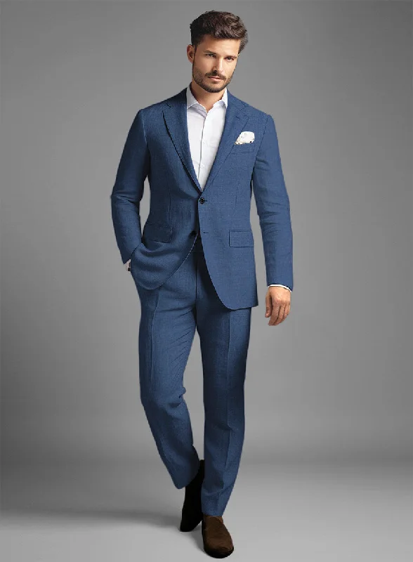 Azure Blue Linen Suit