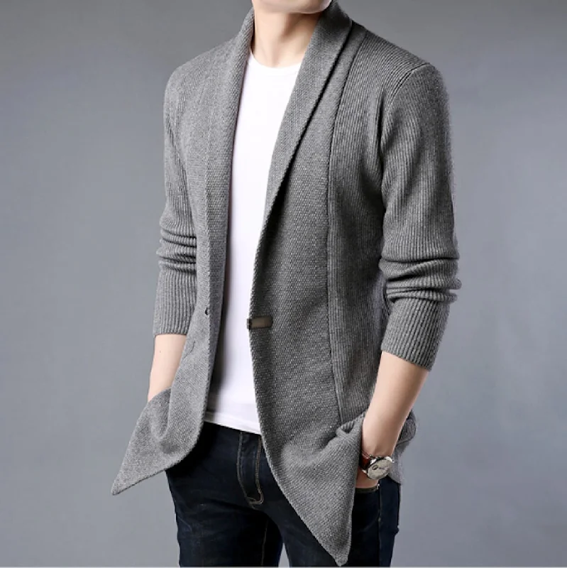 Mens Mid Length Single Button Cardigan