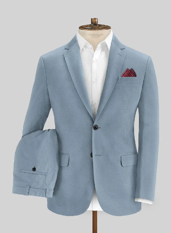 Italian Powder Blue Cotton Stretch Suit