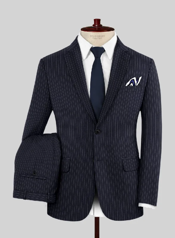 Scabal Paqui Stripe Blue Wool Suit