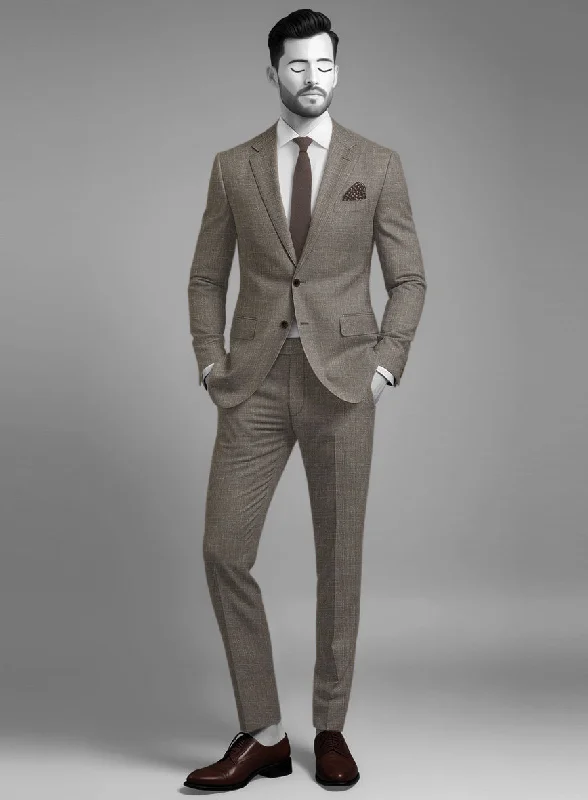 Napolean Ricci Mud Brown Wool Suit