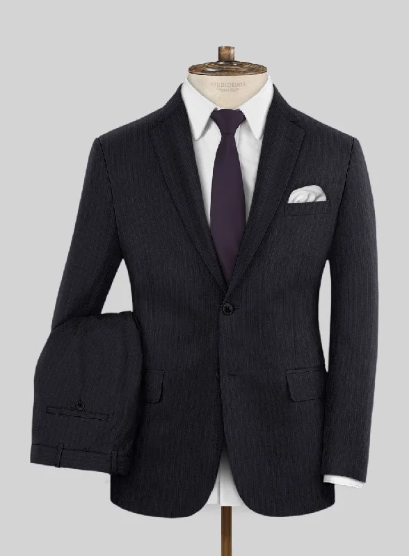 Scabal Alsa Stripe Blue Wool Suit