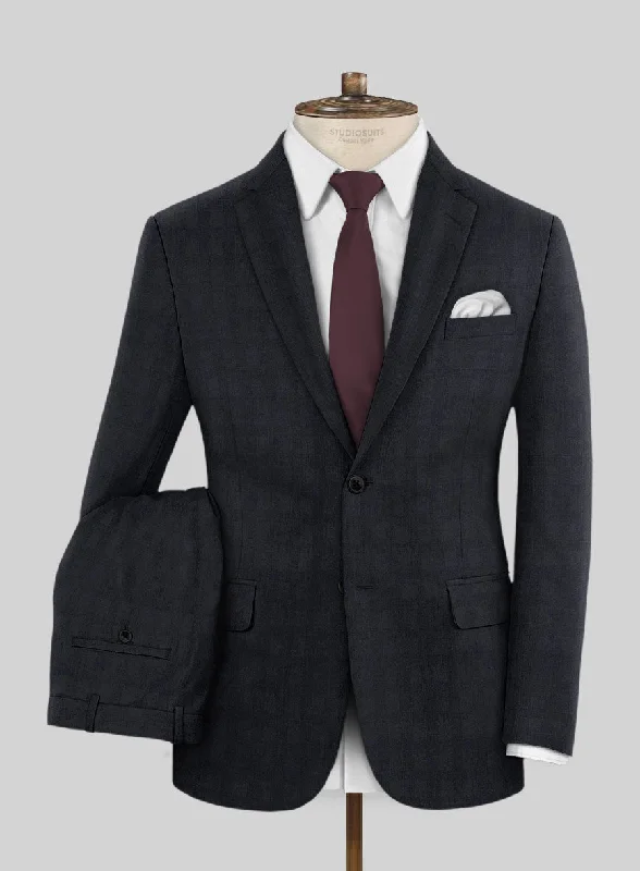 Scabal Cacho Checks Blue Wool Suit