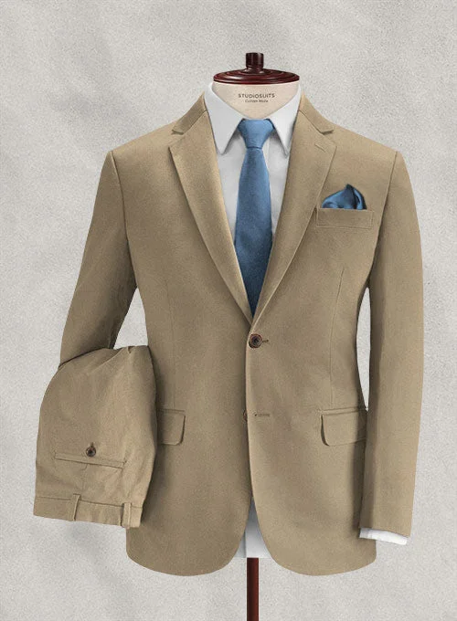 Italian Beige Cotton Stretch Suit