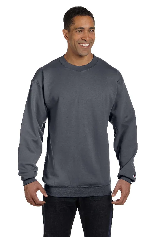 Champion Mens Double Dry Eco Moisture Wicking Fleece Crewneck Sweatshirt - Heather Charcoal Grey