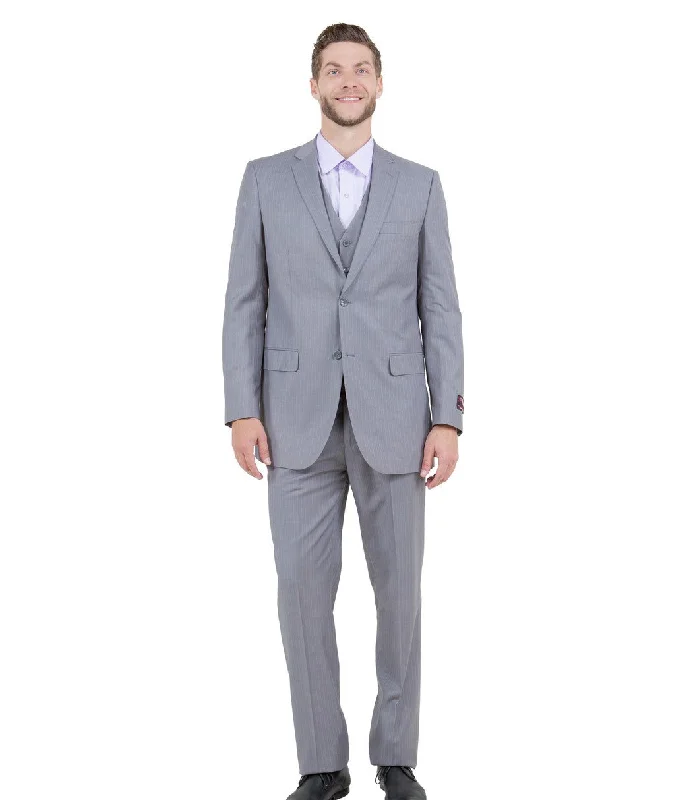 Valiant Vintage Light Grey Pinstripe Three-Piece Suit – Classic Fit