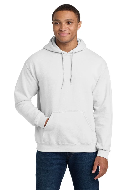 Gildan Mens Pill Resistant Hooded Sweatshirt Hoodie w/ Pouch Pocket - White