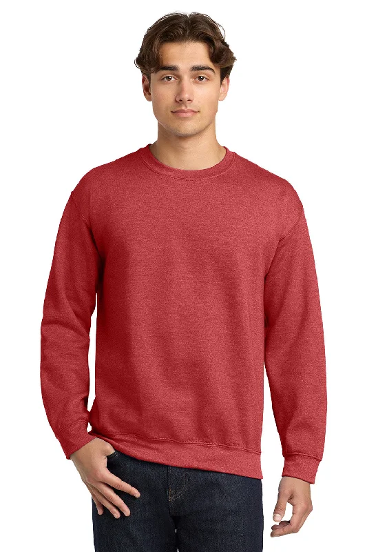 Gildan Mens Pill Resistant Fleece Crewneck Sweatshirt - Heather Scarlet Red