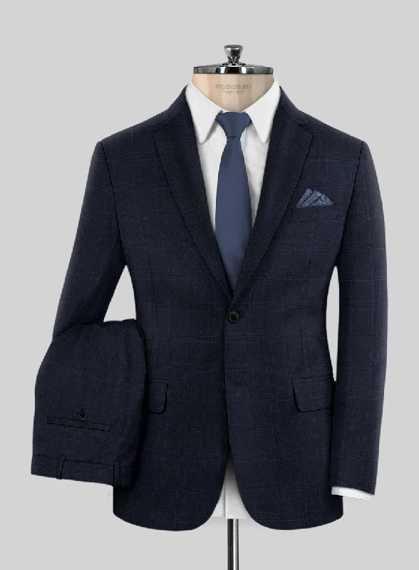 Scabal Xuito Checks Blue Wool Suit