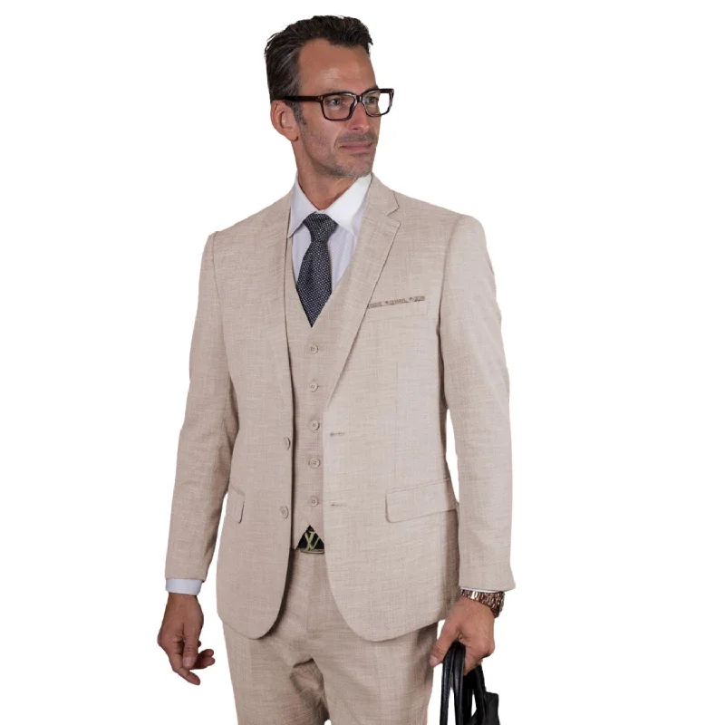 Salacia Collection: Men's Tan Slim Fit 3-Piece Suit