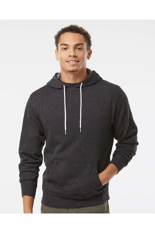 Independent Trading Co. Mens Hooded Sweatshirt Hoodie w/ Pouch Pocket - Heather Charcoal Grey