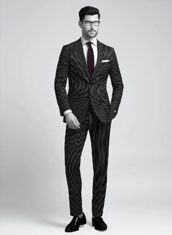 Napolean Isaura Stripe Black Wool Suit