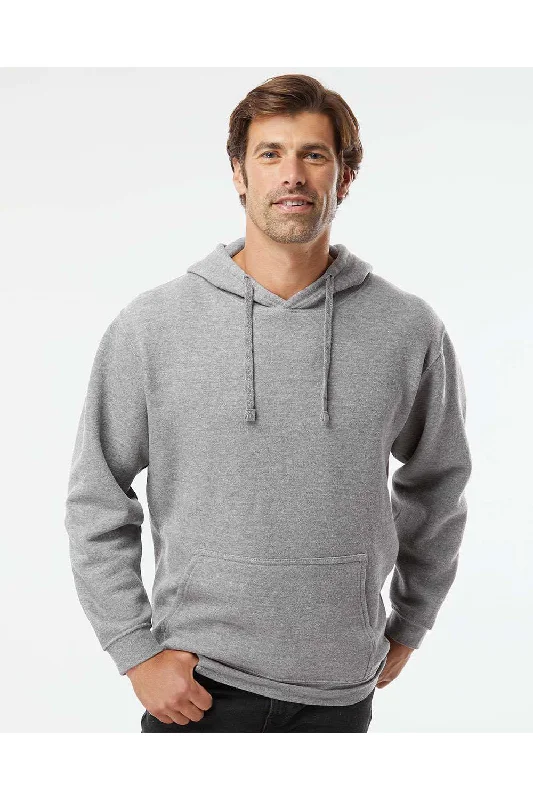 LAT Mens Elevated Fleece Basic Hooded Sweatshirt Hoodie w/ Pouch Pocket - Heather Granite Grey