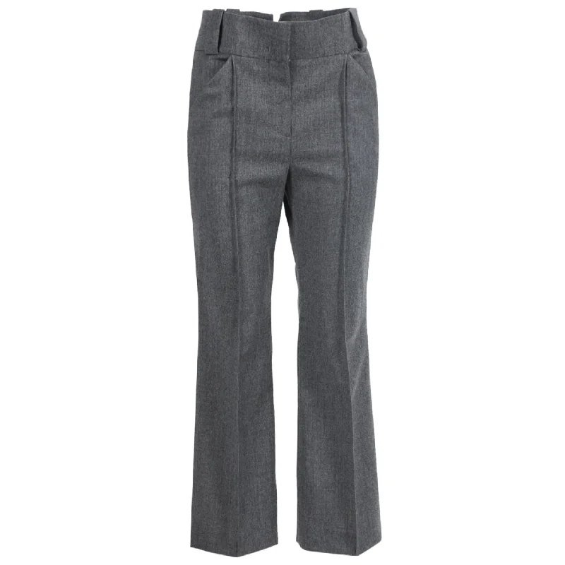 Fendi Grey Tailored Cropped Flared Wool Trousers