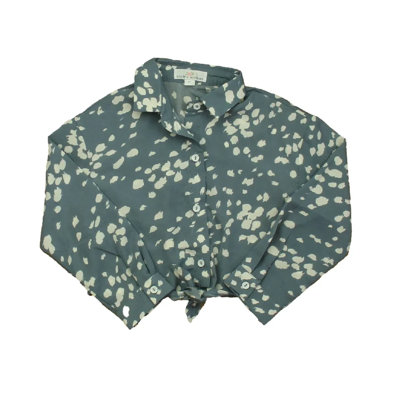 Bailey's Blossoms Girls Green | White Blouse