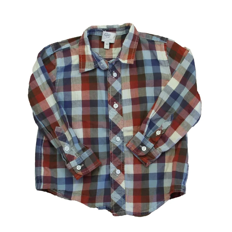 Carolina Zapf Boys Blue | Red Check Button Down Long Sleeve