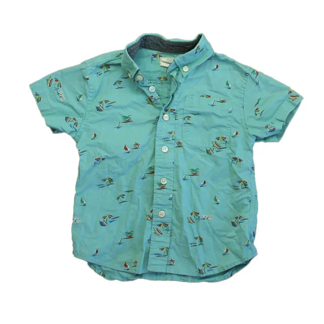 Crewcuts Boys Blue Beach Button Down Long Sleeve