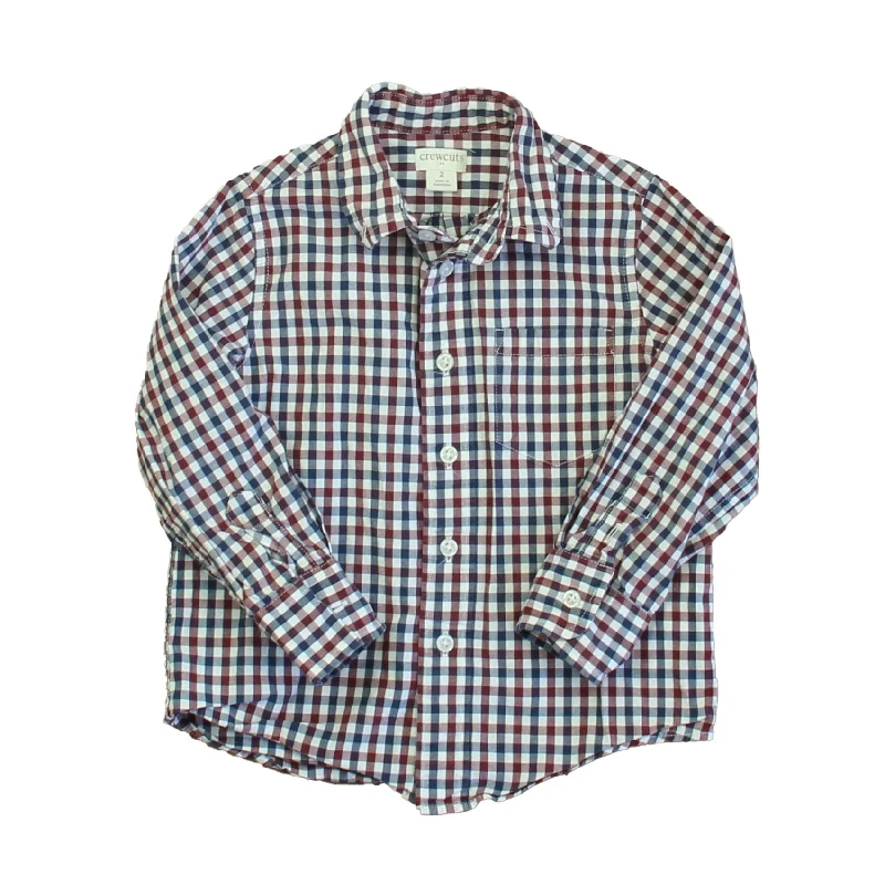 Crewcuts Boys Navy | Maroon Check Button Down Long Sleeve