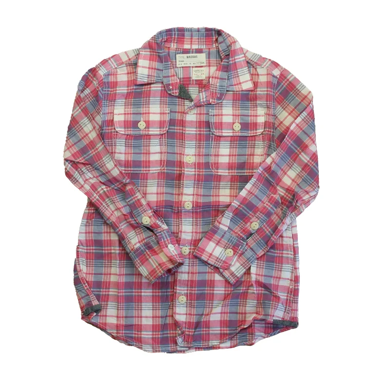 Crewcuts Girls Pink | Purple Plaid Button Down Long Sleeve