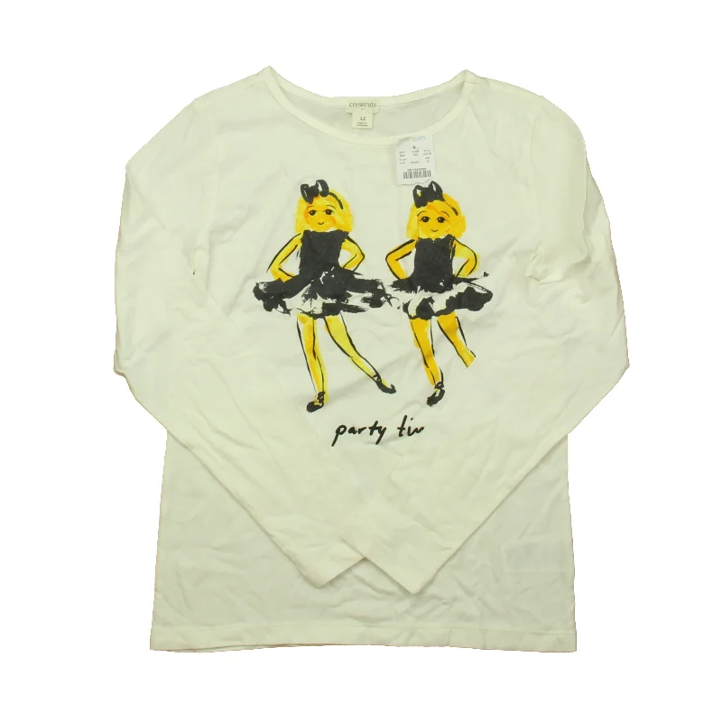 Crewcuts Girls White "Party Time" Long Sleeve T-Shirt