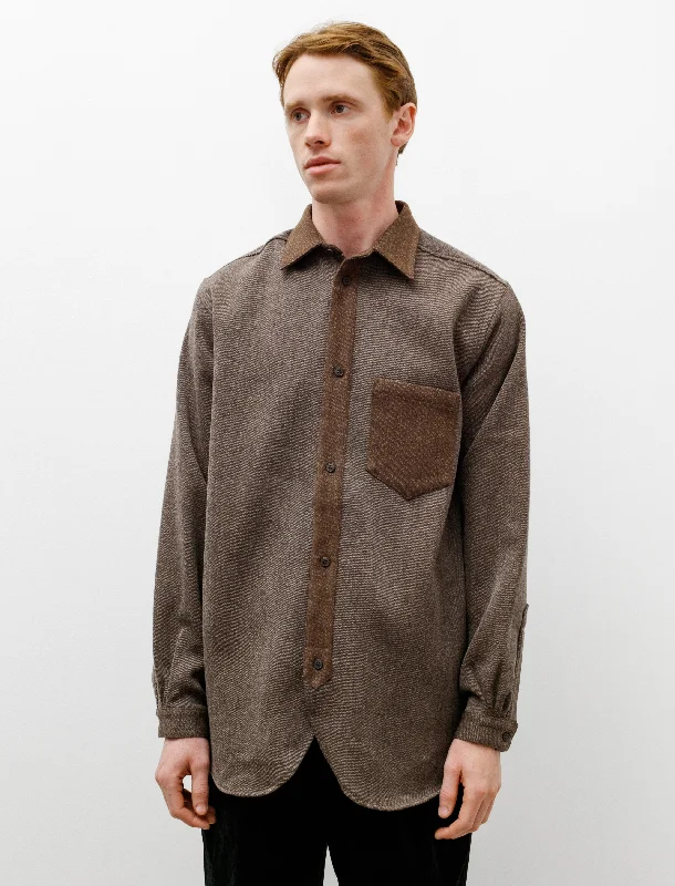 Wool Shirt Brown Marle Sleeve Detail