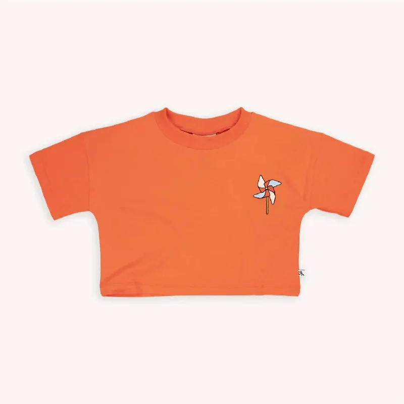 Girl's Cropped Shirt In Orange