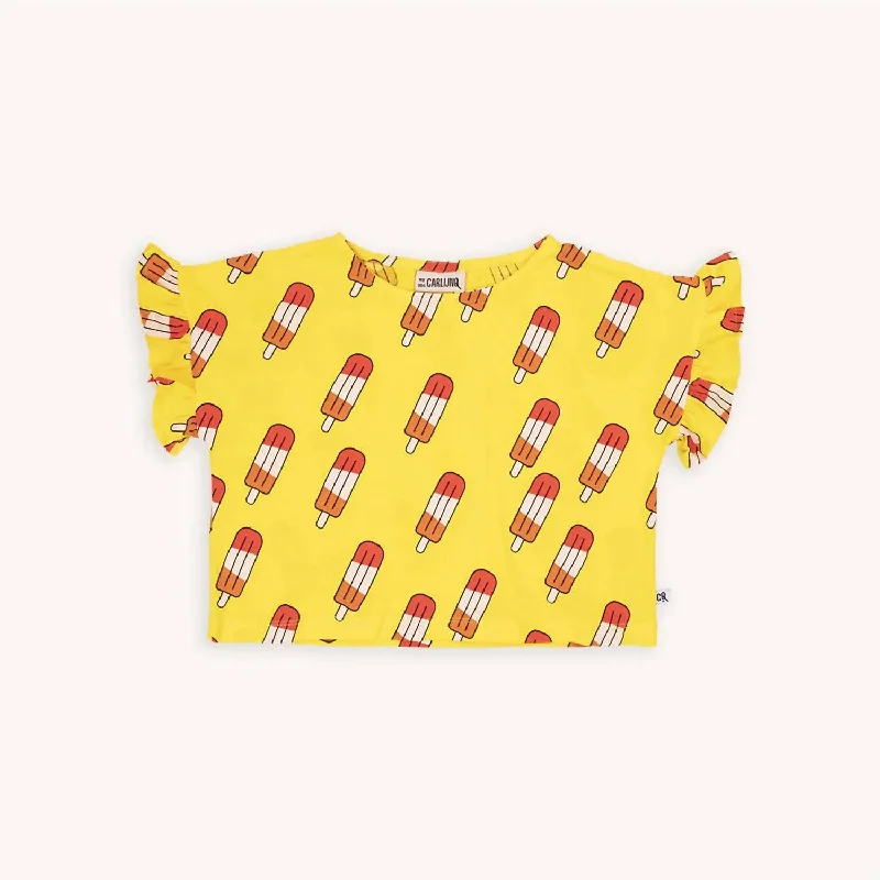 Girl's Frilled Shirt In Yellow