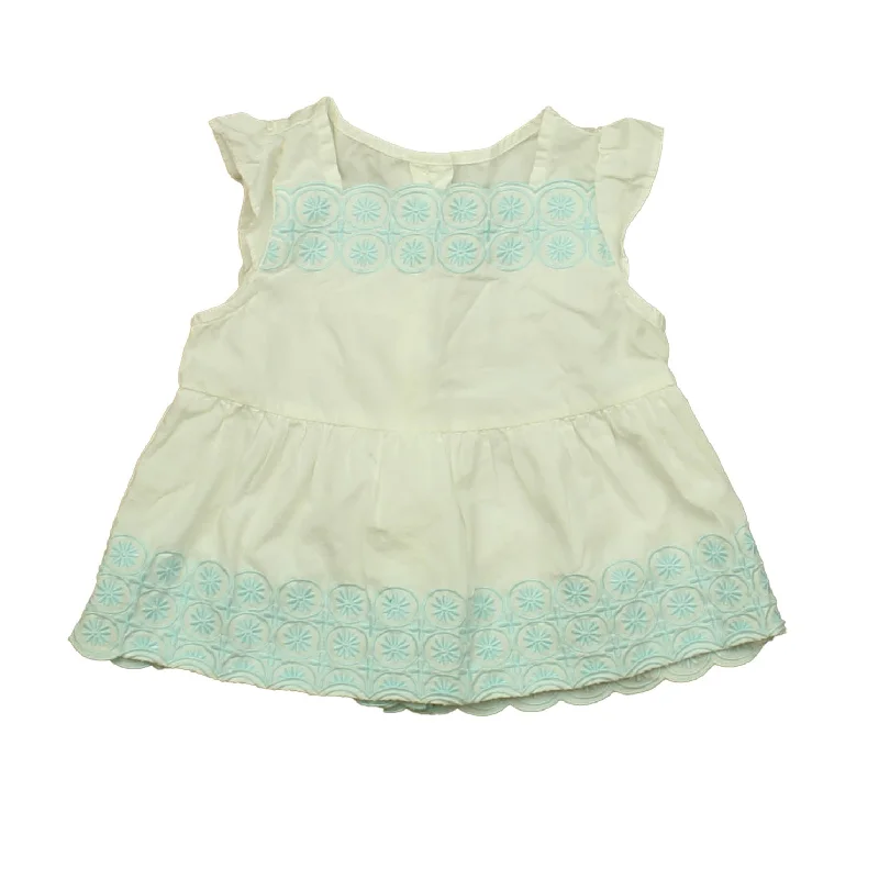 Janie and Jack Girls White | Aqua Blouse