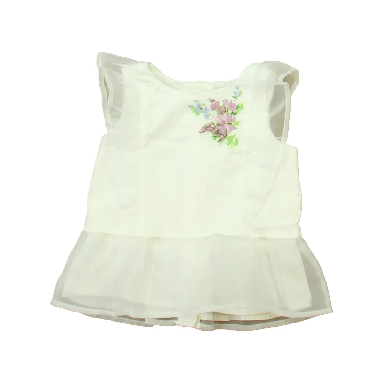 Janie and Jack Girls White Floral Blouse