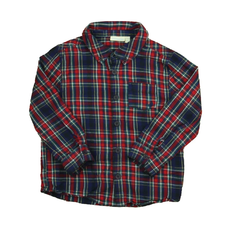 JoJo Maman Bebe Boys Red | Blue | Green Plaid Button Down Long Sleeve