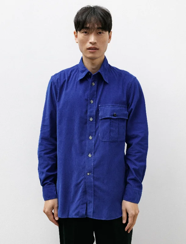 1 Pocket Officer's Shirt Electric Blue Needlecord