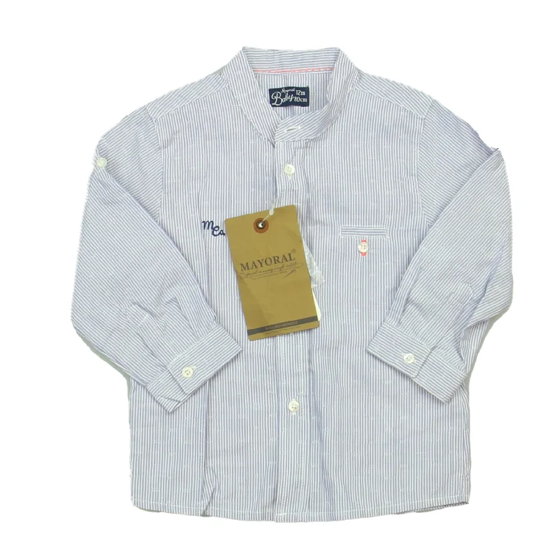 Mayoral Boys Blue | White Button Down Long Sleeve