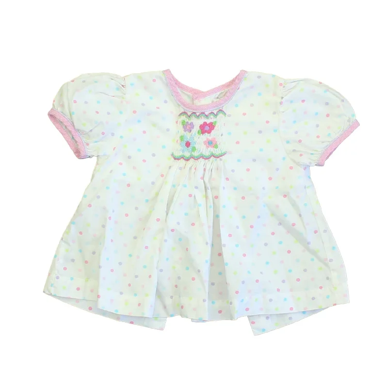 Petit Ami Girls White | Multi | Polka Dots | Smocked Blouse