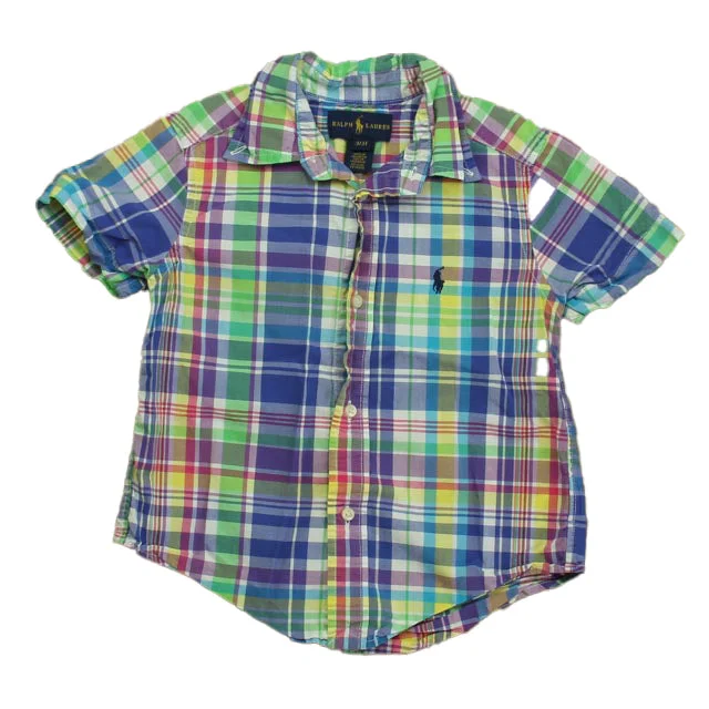 Ralph Lauren Boys Blue | Yellow | Green Plaid Button Down Short Sleeve