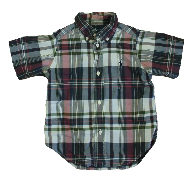 Ralph Lauren Boys Green Plaid Button Down Short Sleeve