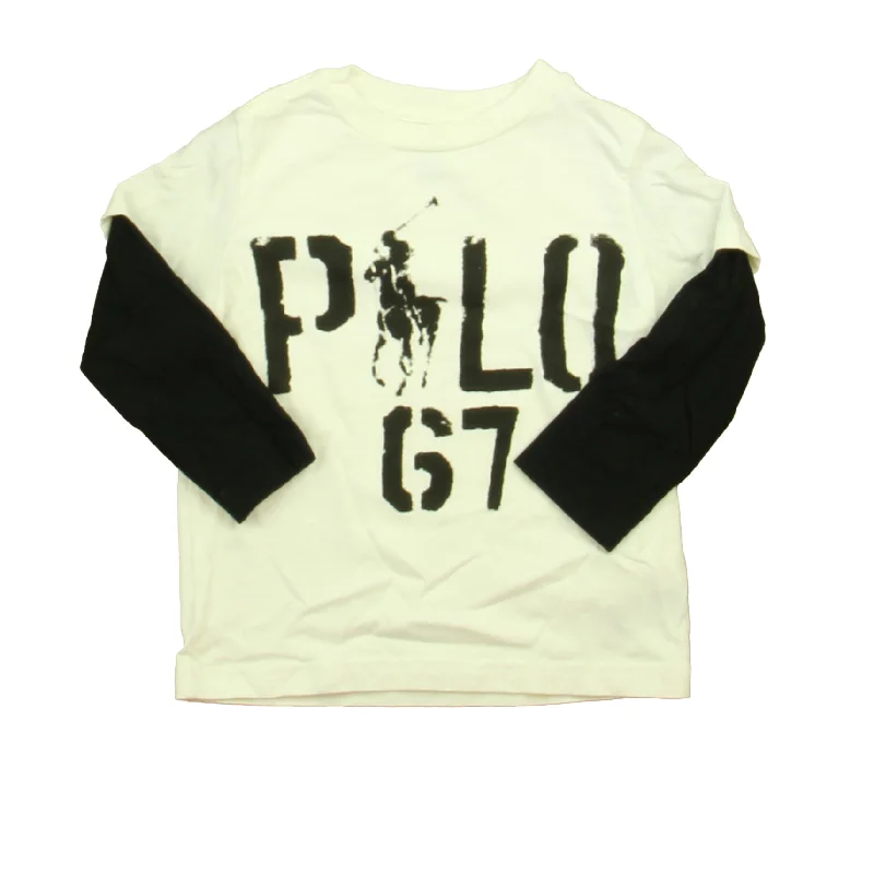 Ralph Lauren Boys Ivory | Black Long Sleeve T-Shirt